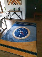 Ковер голубой PRINT Морской с компасом
