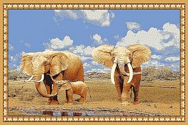 Шерстяной пейзажный ковер Erdenet из Монголии Hunnu 6S1028 82 слоны